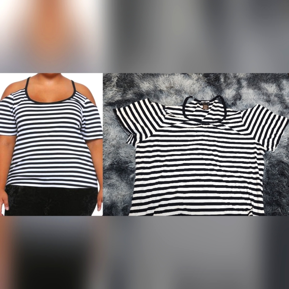 Hot Topic striped shoulder top